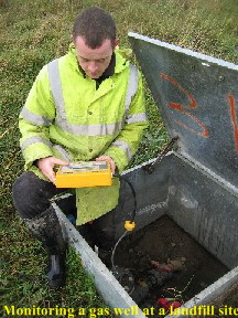 Monitoring a gas well at a landfill site.