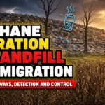 Image with text: Methane migration and landfill gas migration -risks pathways detection and control.
