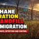Image with text: Methane migration and landfill gas migration -risks pathways detection and control.
