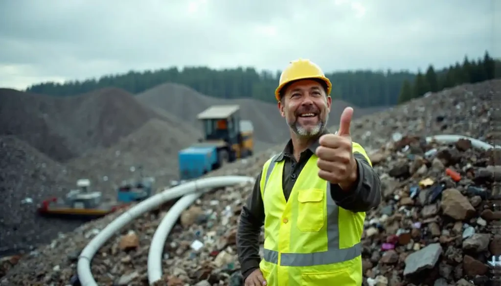 A gas monitoring technician inspects a landfill supplying RNG to grid.