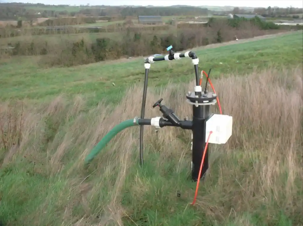 Landfill gas pipeline design combined leachate and LFG wellhead