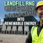 Image Text: Landfill RNG Cuts Emissions turning waste into renewable energy.
