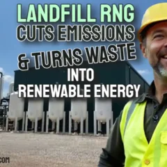 Image Text: Landfill RNG Cuts Emissions turning waste into renewable energy.