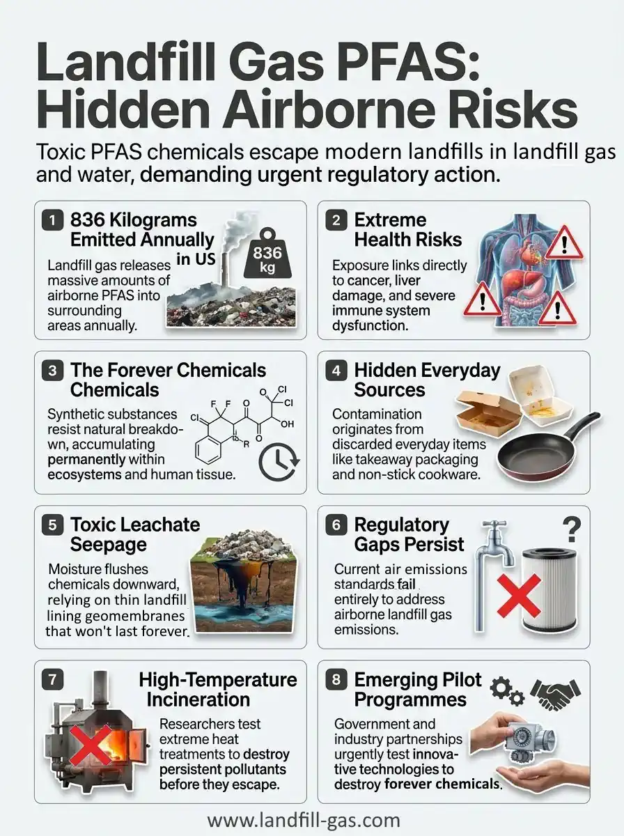 Landfill Gas PFAS: Concerns & Comparing Environmental Release Pathways - Infographic.