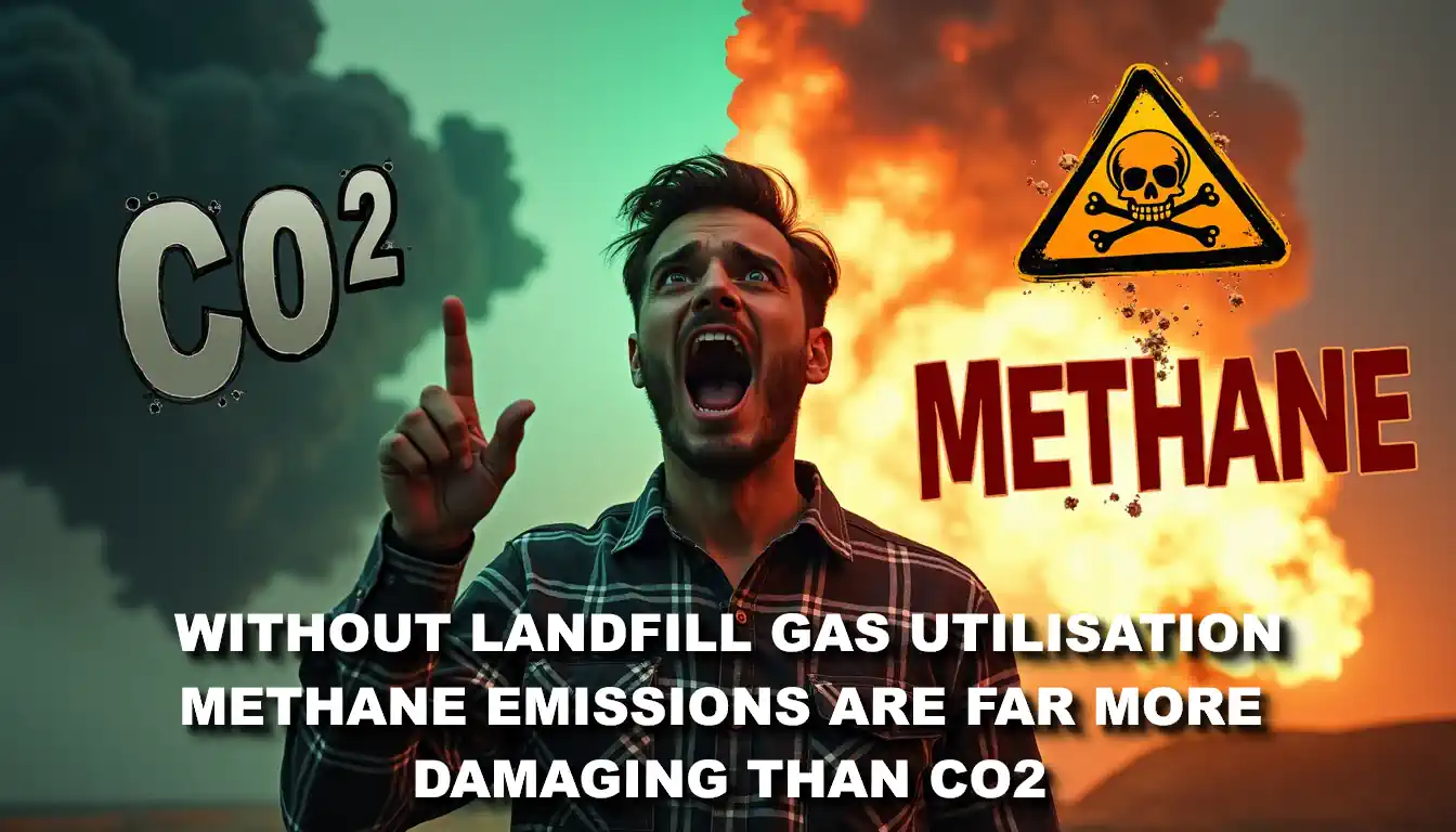Image shows - WO LFG Utilsation CH4 is far more damaging than CO2 with utilisation