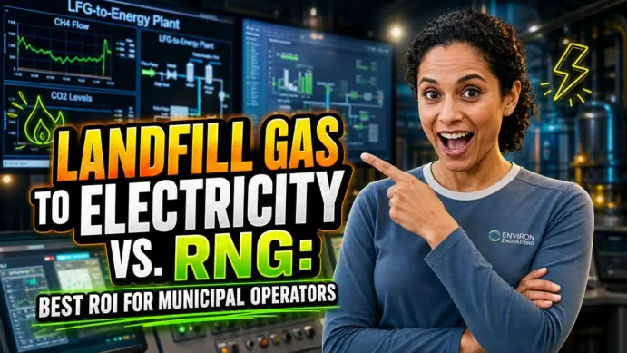 Featured image with the text: Landfill Gas to Electricity vs RNG Best ROI for Municipal Operators.