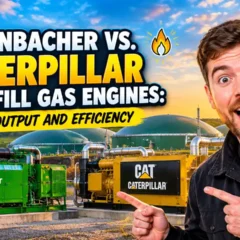 Featured image with the text: GE Jenbacher vs Caterpillar Landfill Gas Engines.